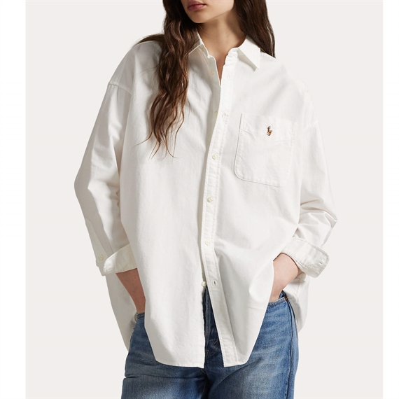 Polo Ralph Lauren The Big Striped Cotton Oxford Skjorte, Hvid 